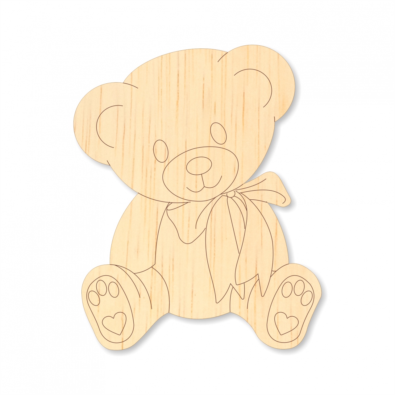 Ursuleț Teddy, 3,3×4 cm, placaj lemn