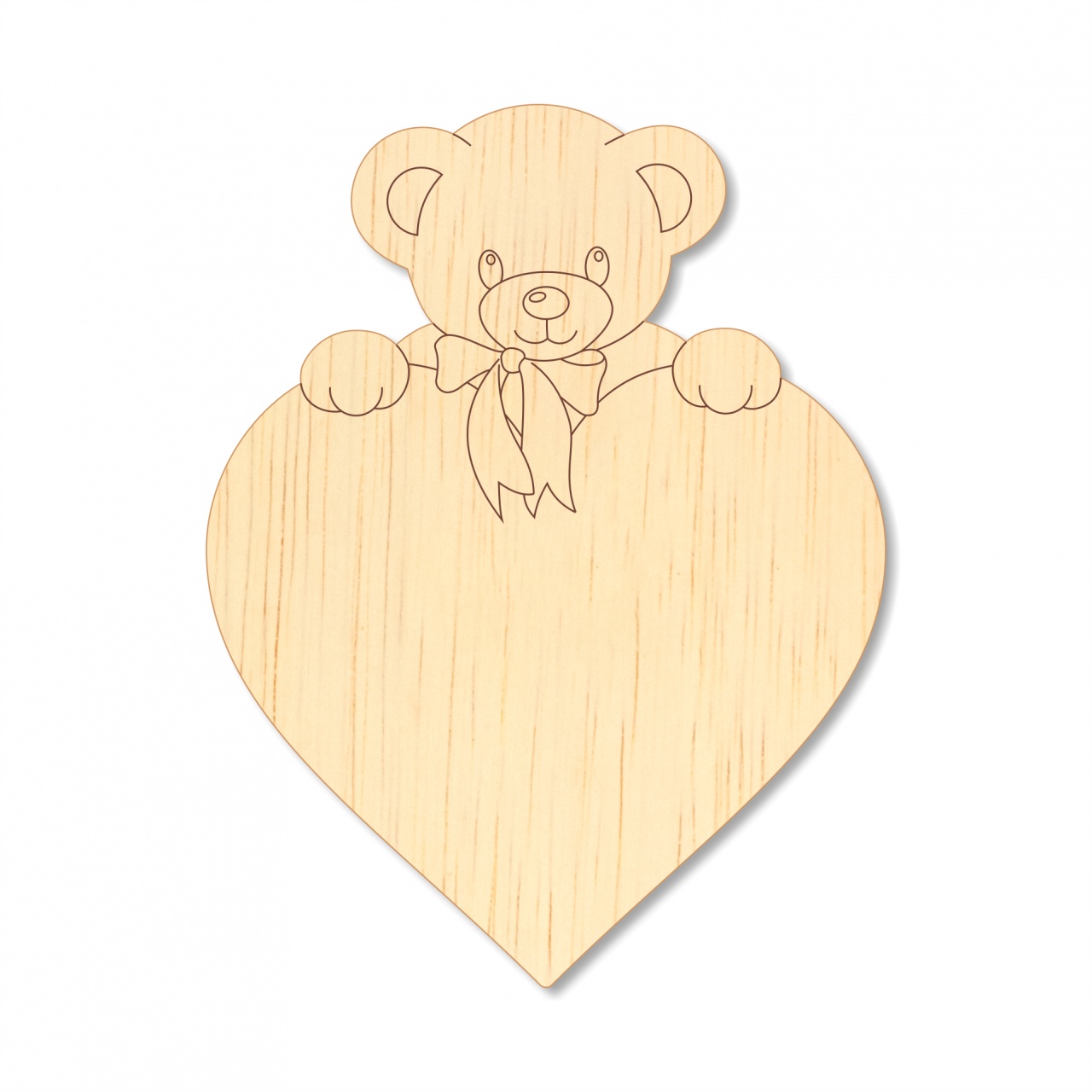 Tăbliță cu inimă și ursuleț, 38,5×50 cm placaj lemn
