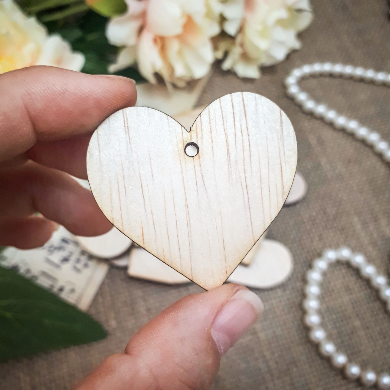 Inimă, 5,5×5 cm, placaj lemn natur