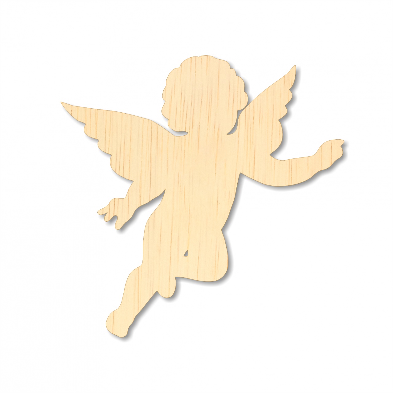 Îngeraș Cupidon cu inimă, 5 cm, placaj lemn