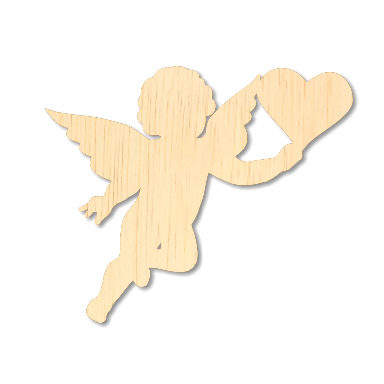 Aripă înger cu inimă, 5 cm, placaj lemn