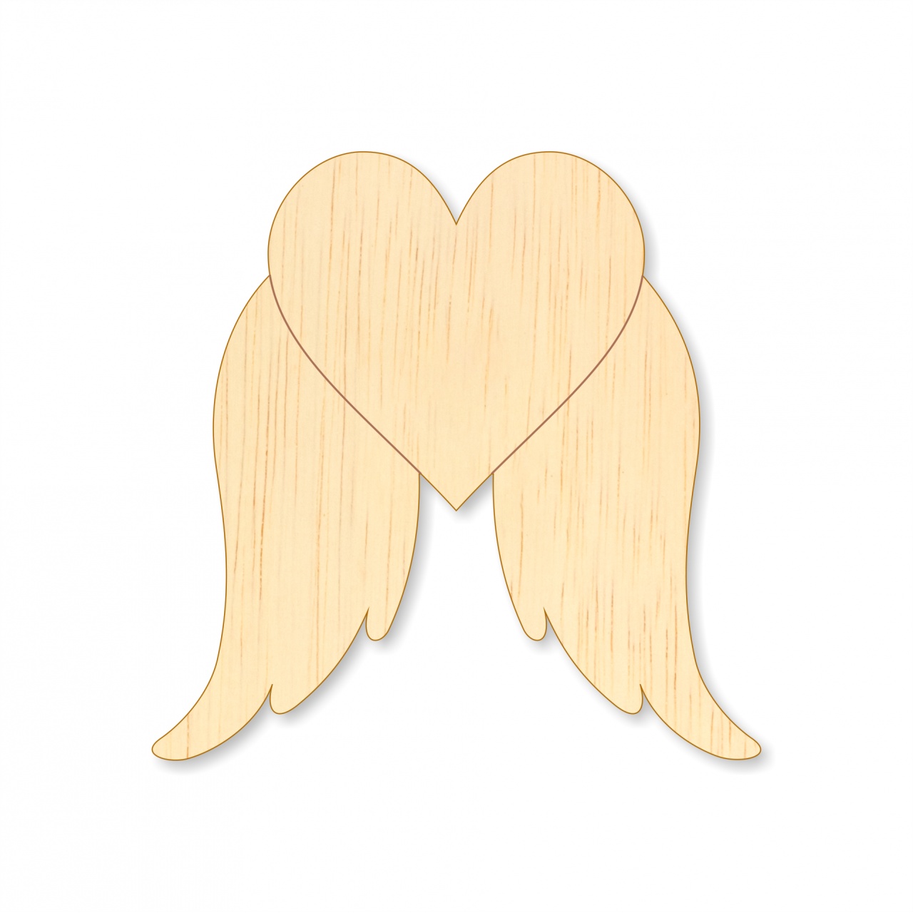 Aripă înger cu inimă, 3 cm, placaj lemn