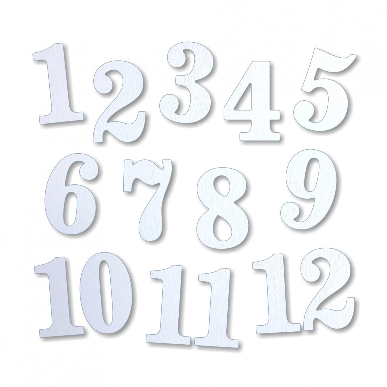 Cifre ceas antic 1-12, 3 cm, HDF alb