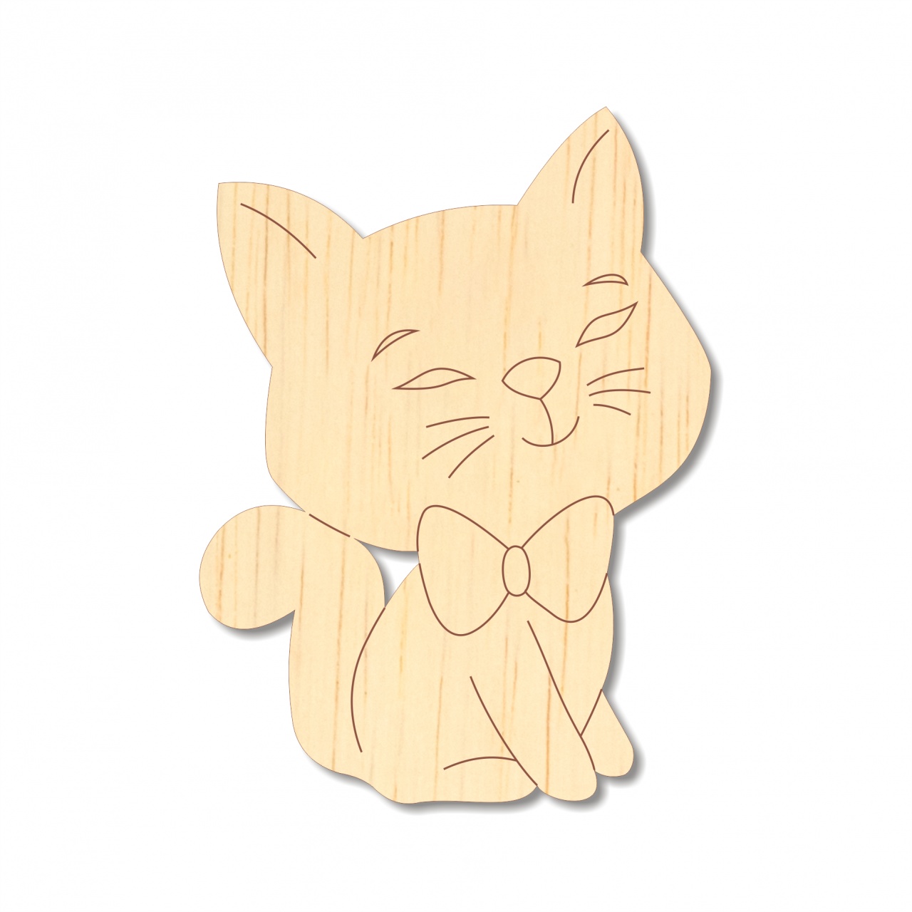 Pisica Kitty, 5,9×8 cm, placaj lemn