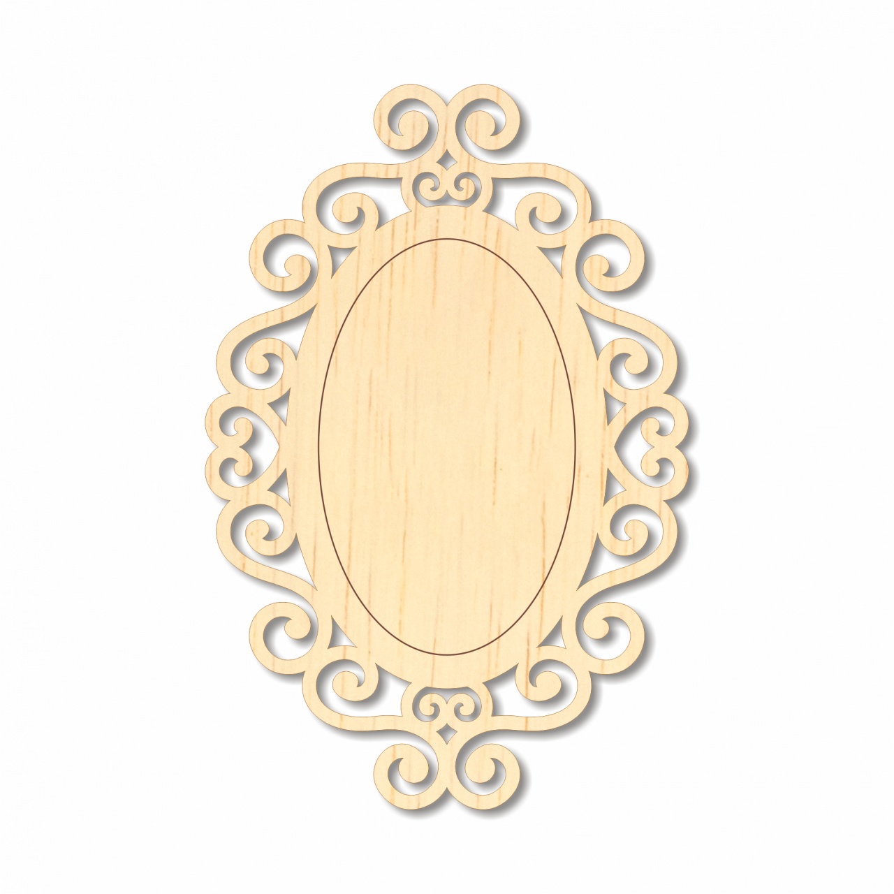 Bază decorativă cu oval interior trasat, 10,5×15 cm, placaj