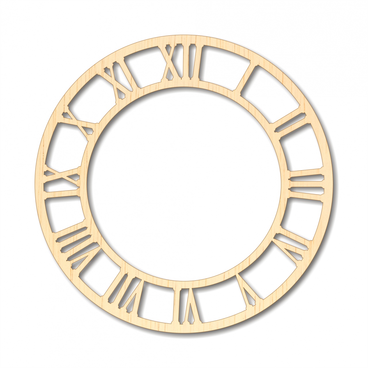 Cadran ceas cu cifre romane decupate, Ø20 cm, placaj lemn