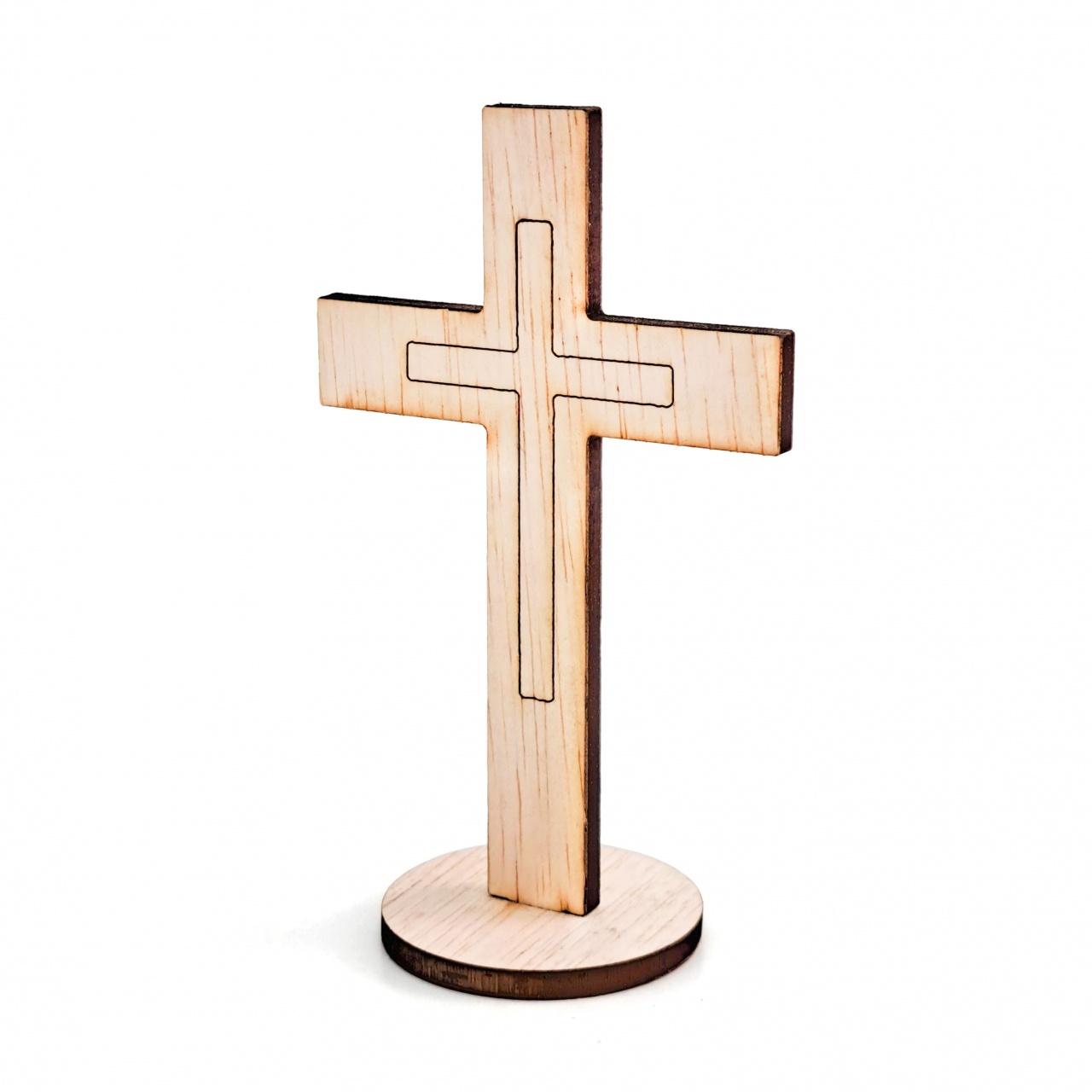 Cruce cu interior decupat și bază rotundă, 10×6,3 cm, placaj