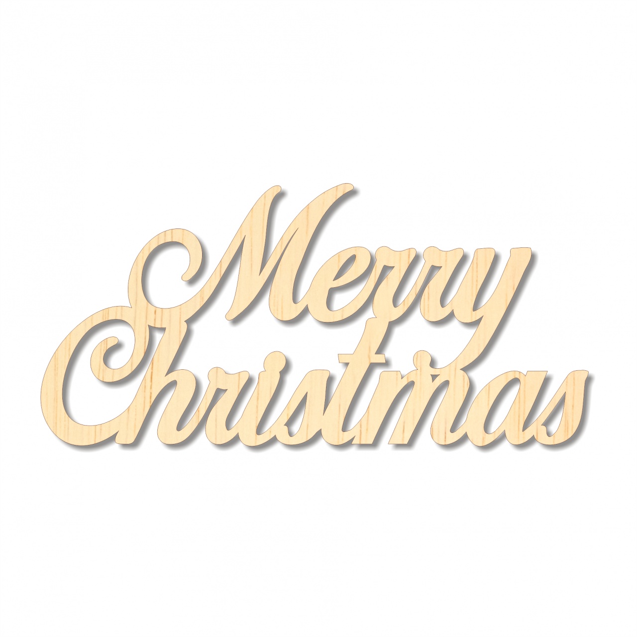 Decor Merry Christmas cu holly, 10×3,6 cm, placaj lemn