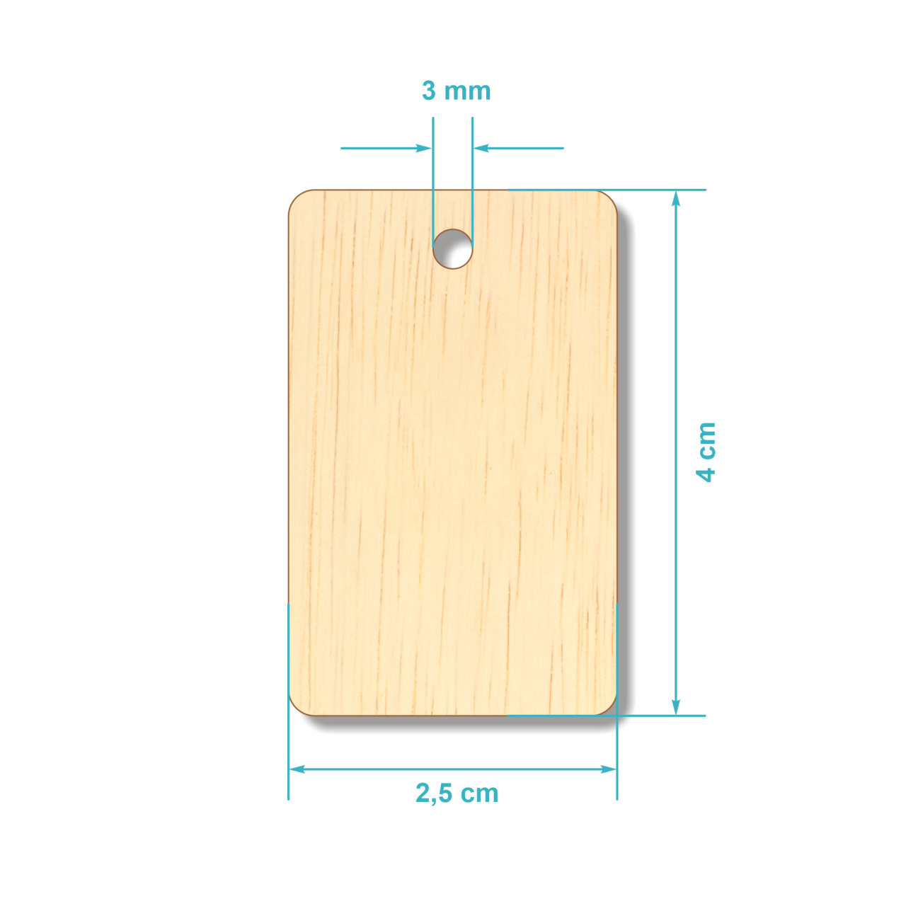 Dreptunghi, 1,8×5,8 cm, placaj lemn natur