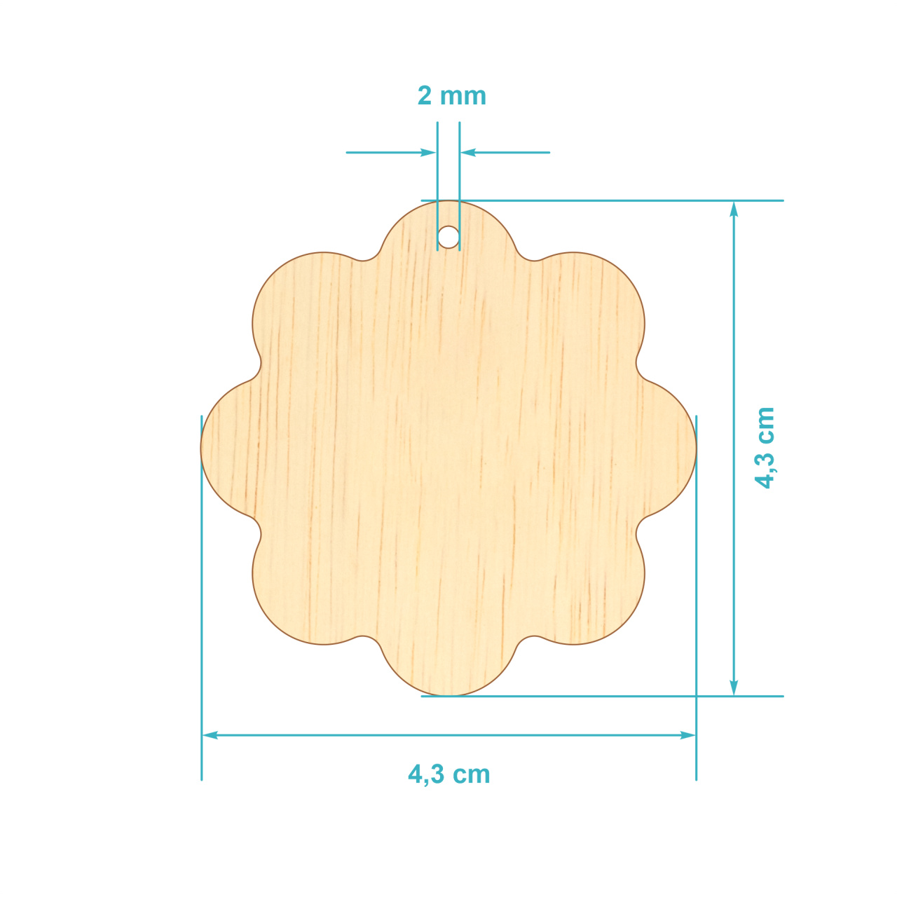 Floare 6 petale, 7,3×8 cm, placaj