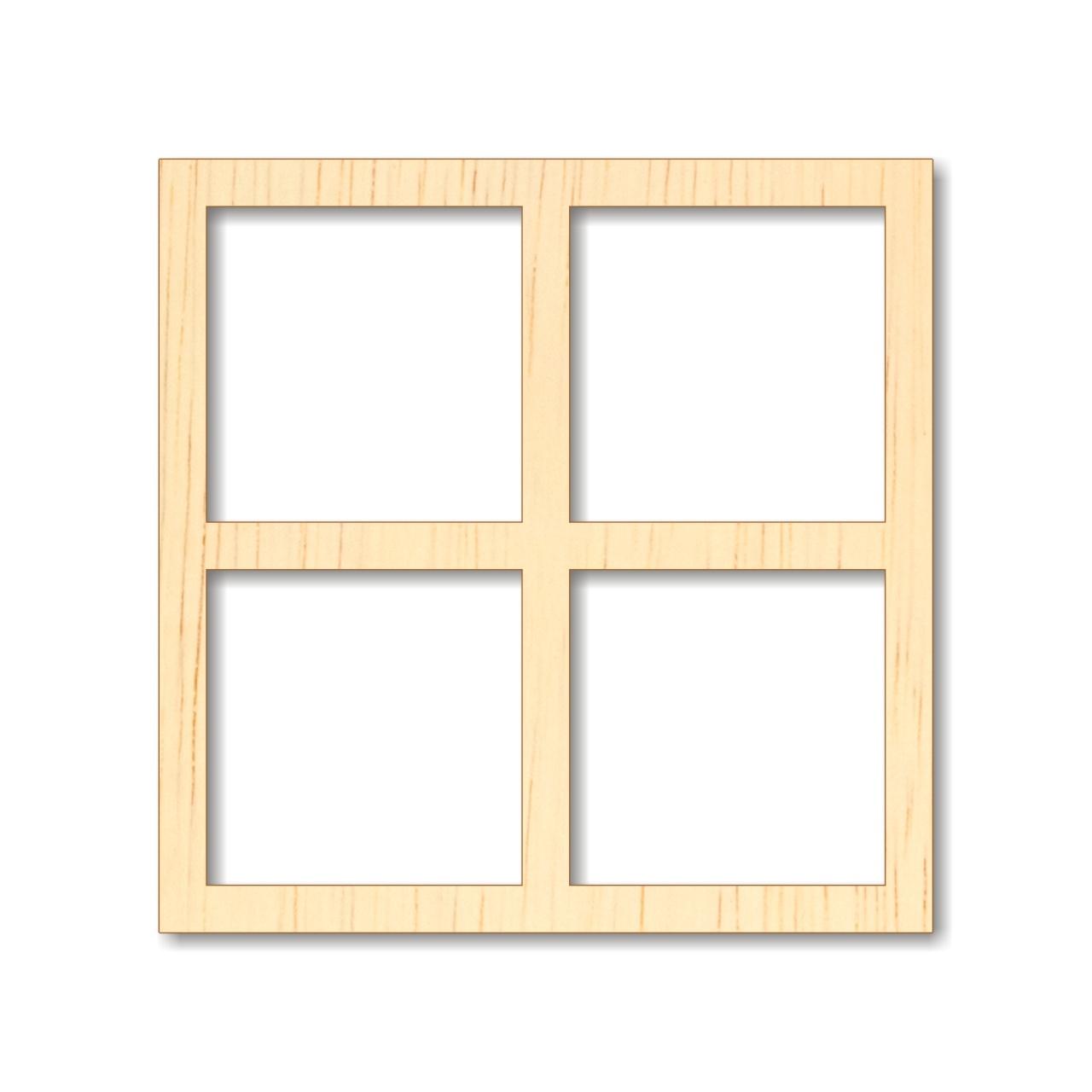 Ramă geam pătrat cu 4 ferestre, 7,5×7,5 cm, placaj lemn 