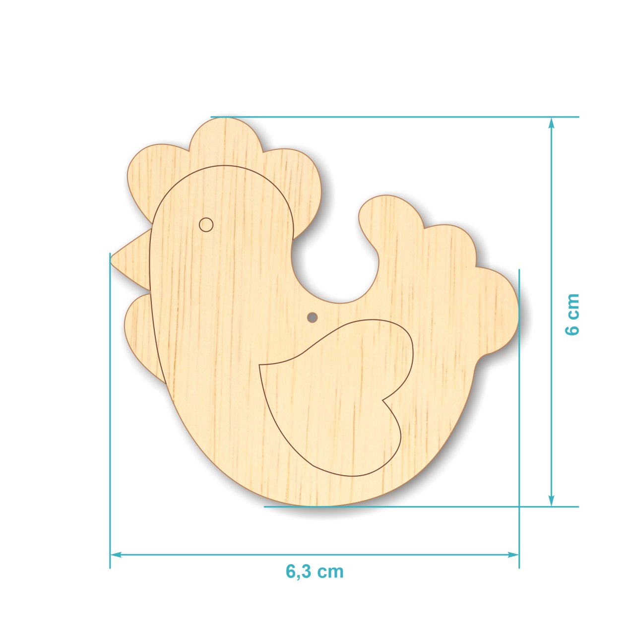 Găină, 13,7×13 cm, placaj lemn