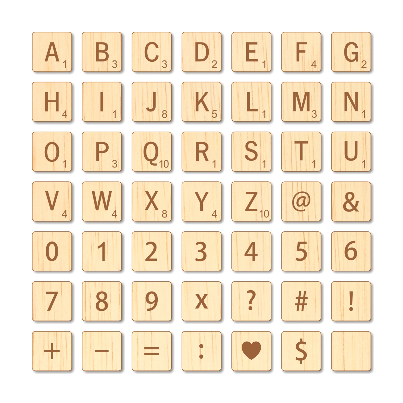 Scrabble, 3×3×0,4 cm, placaj lemn, 1 buc