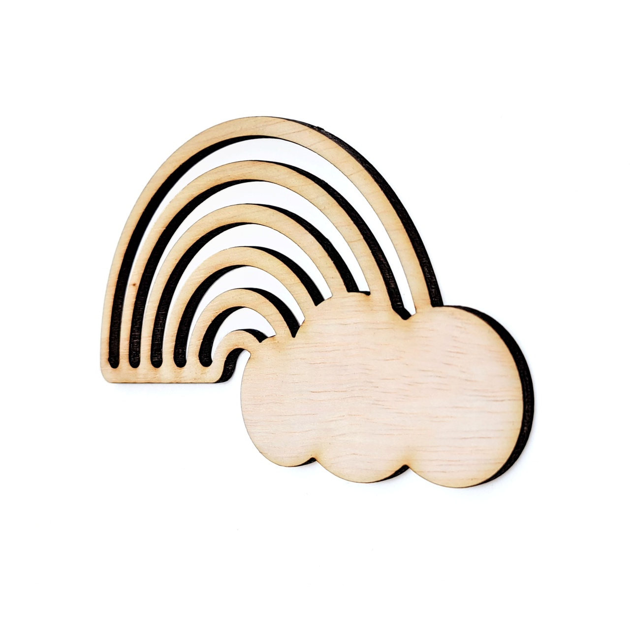 Curcubeu cu norișor, 10×6 cm, placaj lemn natur