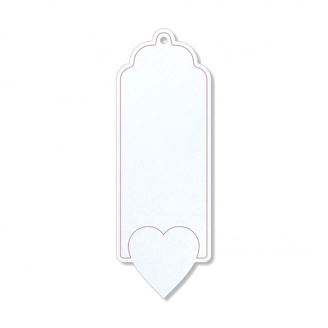 Etichetă cu inimă, 4×11,5 cm, MDF alb