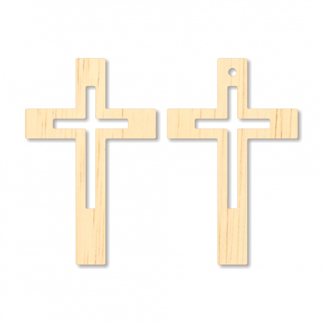 Cruce dublă decupată, 3,1×5 cm, placaj