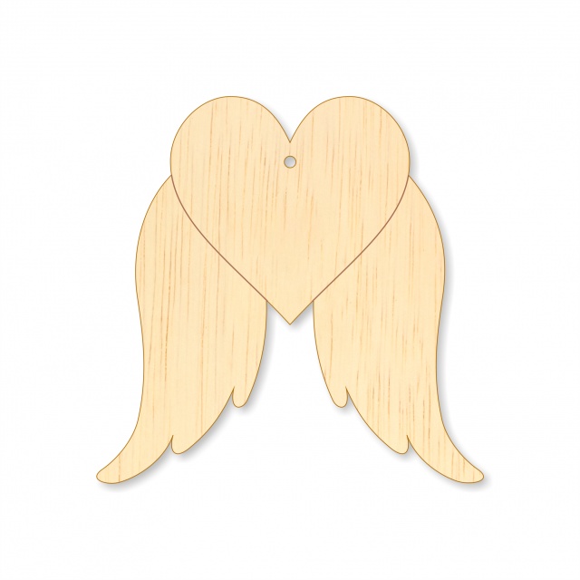 Aripă înger cu inimă, 3 cm, placaj lemn :: 3 cm