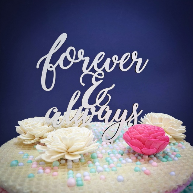 Topper Forever & Always, 13,5×17,5 cm, HDF alb :: Lemn