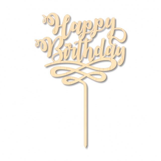 Topper Happy Birthday 13,5×20 cm, HDF alb