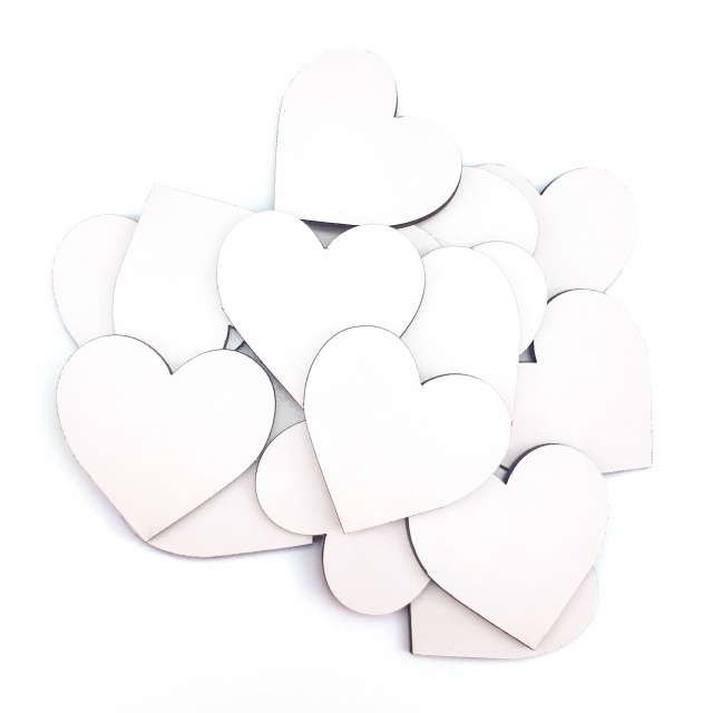 Inimă, 6×5,5 cm, MDF alb, 10 buc :: 6 cm
