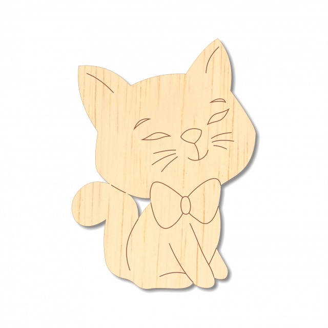 Pisica Kitty, 4,4×6 cm, placaj lemn