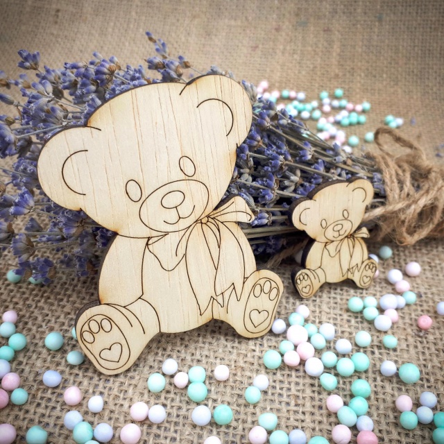 Ursuleț Teddy, 3,3×4 cm, placaj lemn :: 4 cm