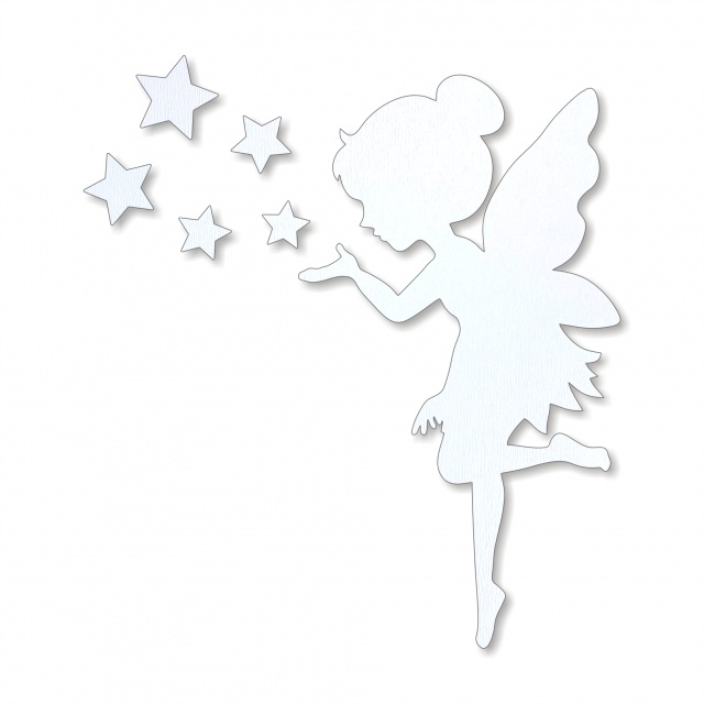 Zână Tinki cu 5 stele, 5,6×10 cm, placaj HDF alb