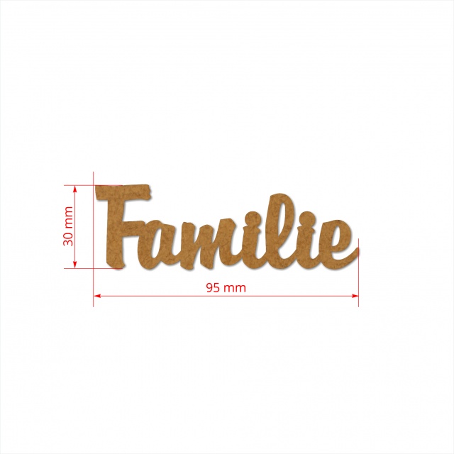 Text Familie, 3 cm, decupat din HDF