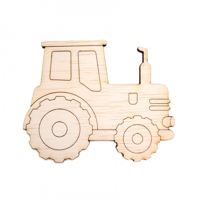Tractor, 10×8 cm, placaj lemn :: 10×8 cm