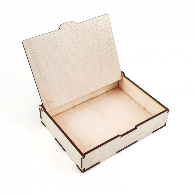 Cutiuță cu clapetă, 12×16×4 cm, neasamblat, placaj lemn :: Nesamblat