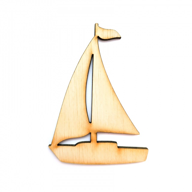 Barcă cu steag, 8×11 cm, placaj lemn