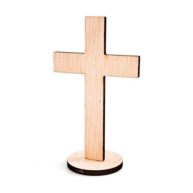 Cruce clasică cu bază rotundă, 10×6,3 cm, placaj