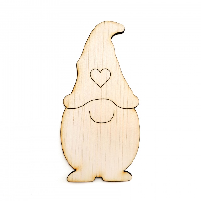 Spiriduș cu inimă, 5×10 cm, placaj lemn natur