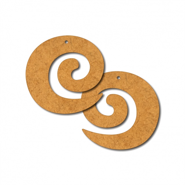 Spirală bază cercei, Ø3,5 cm, HDF natur, 2 buc.