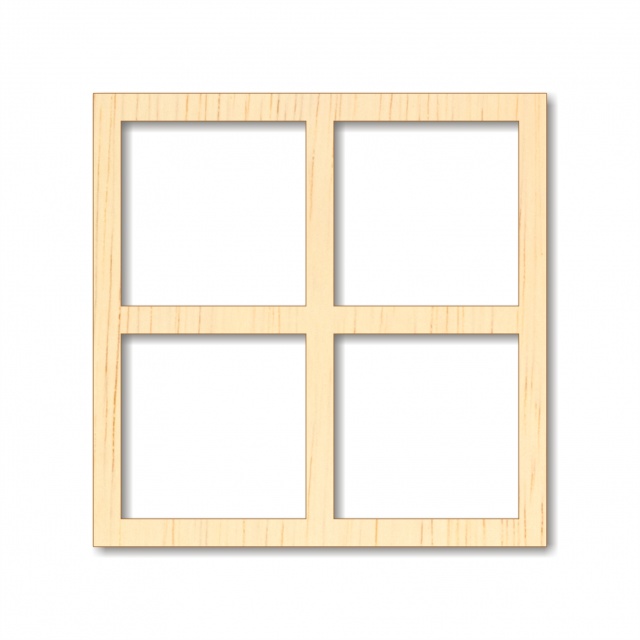 Ramă geam pătrat cu 4 ferestre, 25×25 cm, placaj lemn 