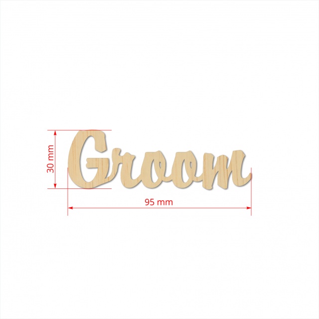 Text Groom, 3 cm, decupat din placaj