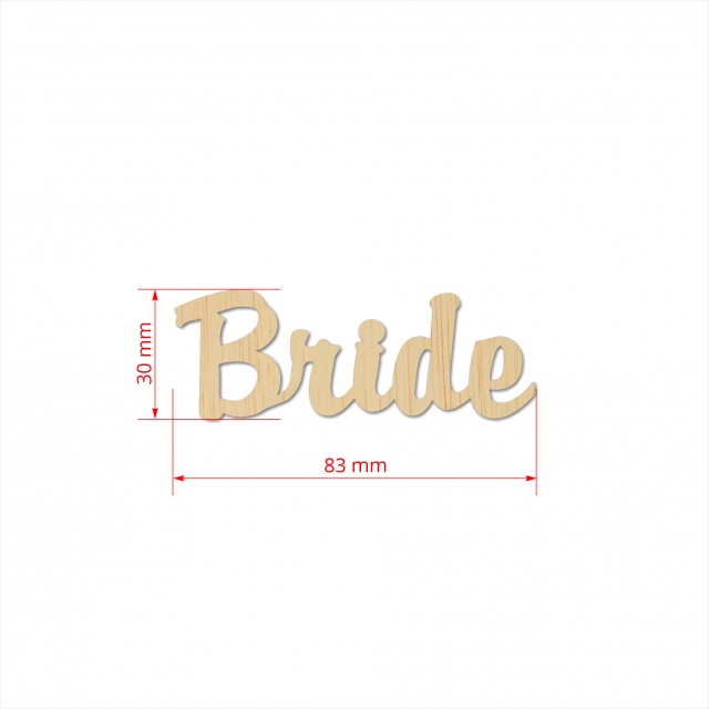 Text Bride, 3 cm, decupat din placaj