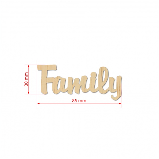 Text Family, 3 cm, decupat din placaj