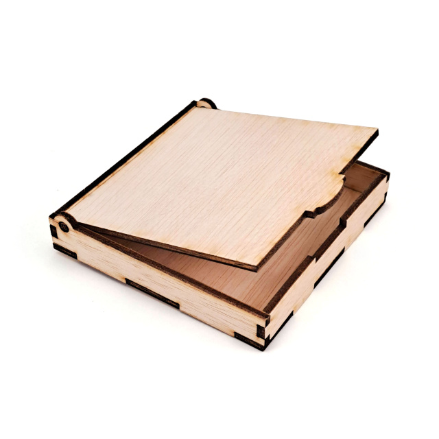 Cutiuță cu clapetă, 12×12×2 cm, neasamblat, placaj lemn :: Nesamblat