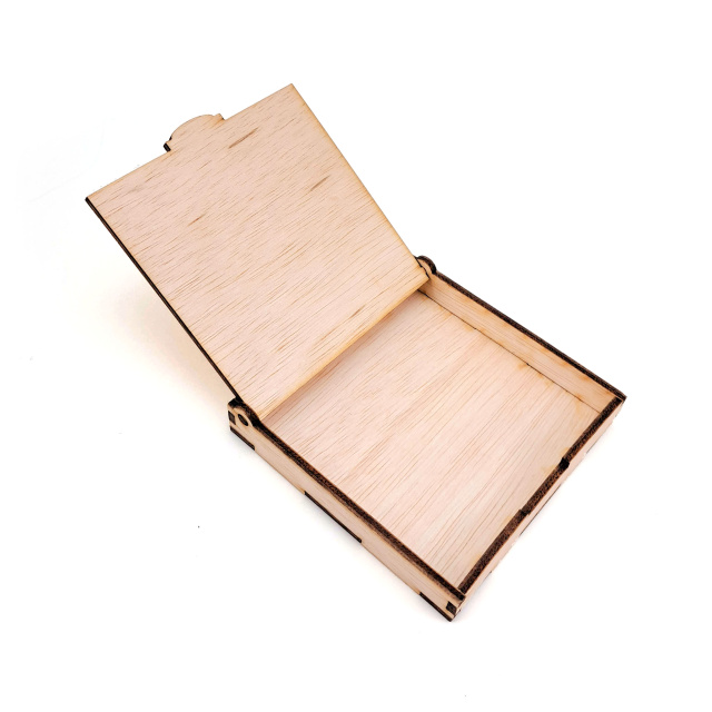 Cutiuță cu clapetă, 12×12×2 cm, neasamblat, placaj lemn :: Nesamblat