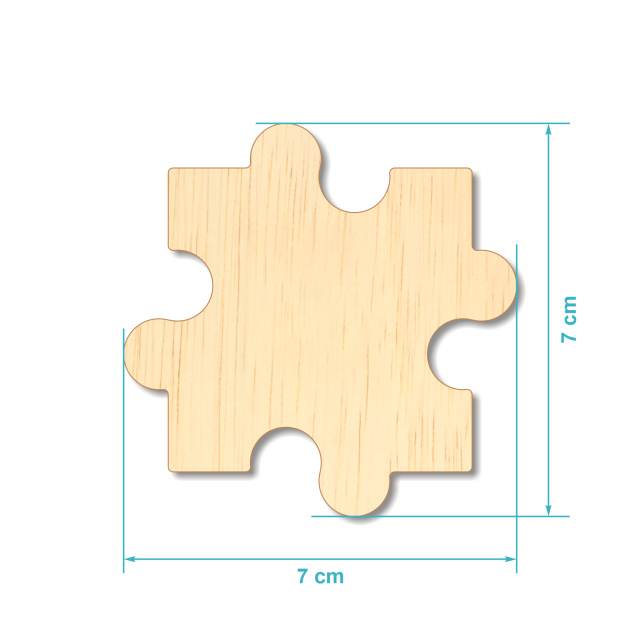 Piesă puzzle, 7×7 cm, placaj lemn :: 7 cm