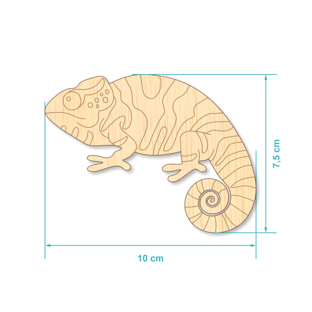 Cameleon, 7,5×10 cm, placaj lemn :: 10 cm