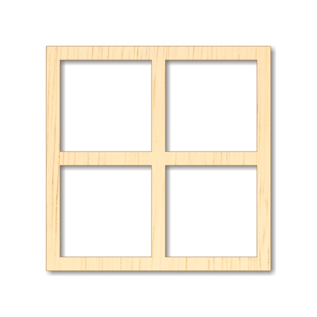 Ramă geam pătrat cu 4 ferestre, 20×20 cm, placaj lemn  :: 20 cm
