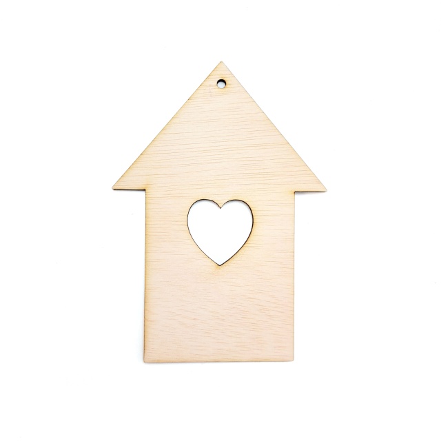 Căsuță cu inimioară, 8,6×12 cm, placaj lemn  :: 12 cm