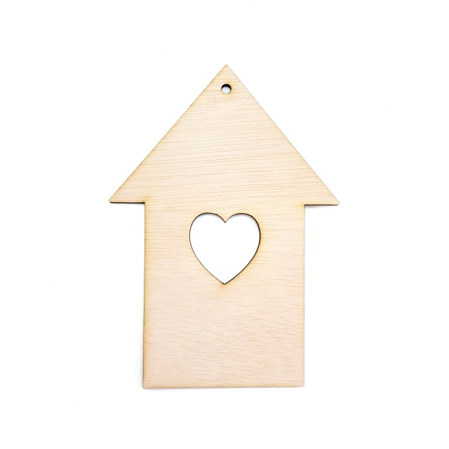Căsuță cu inimioară, 10,7×15 cm, placaj lemn  :: 15 cm