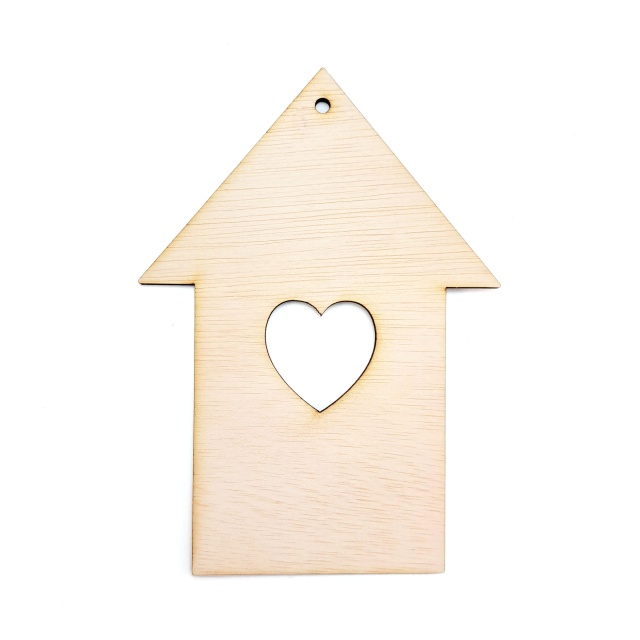 Căsuță cu inimioară, 13×18 cm, placaj lemn  :: 18 cm