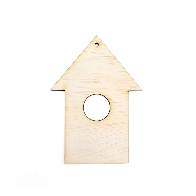 Căsuță cu cerc, 8,6×12 cm, placaj lemn  :: 12 cm