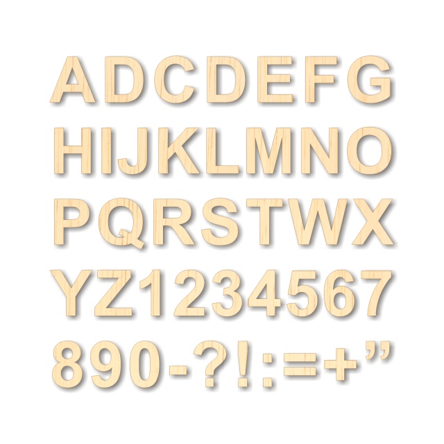 Literă sau cifră clasică din alfabet, 7 cm înălțime, placaj lemn, 1 buc :: 7 cm