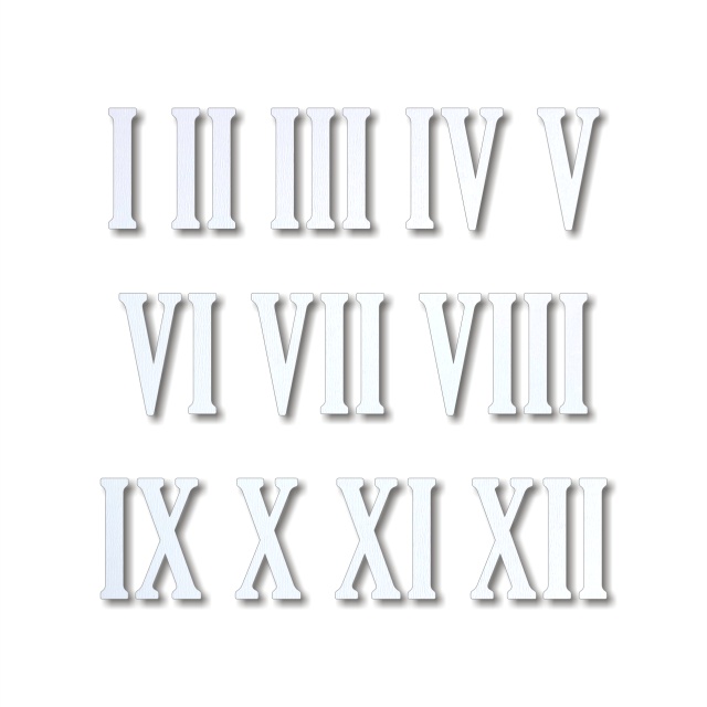 Cifre romane pentru ceas 1-12, 4 cm, HDF alb