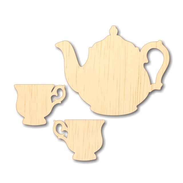 Set ceainic cu două cești, placaj lemn
